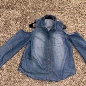 Denim Cold Shoulder Top